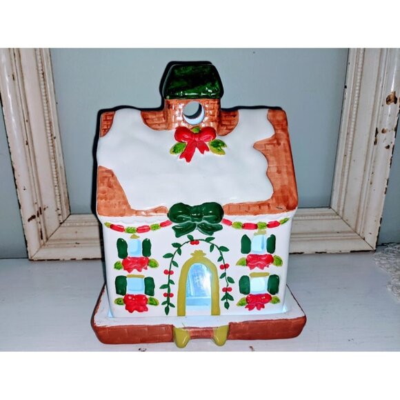 Ceramic Christmas House Candle Holder 7" x 5" Christmas Village w Original Box - Picture 8 of 8